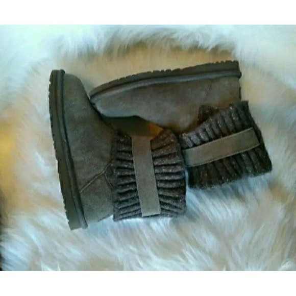 UGG BOOTS Suede TALL KNIT SHAFT CUFFED WOMENS SIZE 5 EXCELLENT CONDITION - Picture 9 of 12